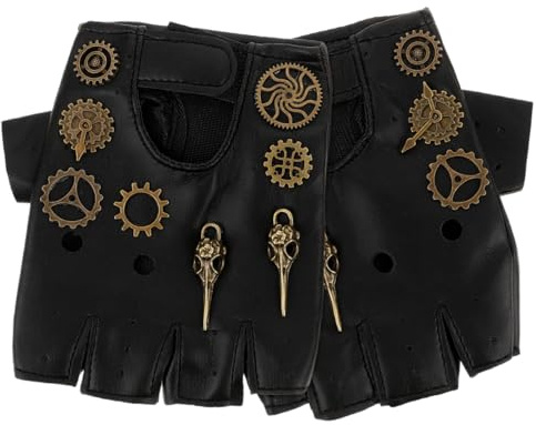 BESPORTBLE Halbfingerhandschuhe Im Punk-Stil Aus Pu Motorradhandschuhe Fingerlos Für Herren Und Damen Biker Handschuhe Für Radfahren Outdoor-Reiten Und Cosplay