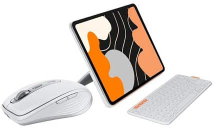 Logitech MX Anywhere 3S for Mac, mouse wireless Bluetooth compatto, 8000 DPI su qualsiasi superficie, Flip Folio, custodia con tastiera per iPad Pro (M4) e iPad Air da 13 pollici (M2 e M3), ITA QWERTY