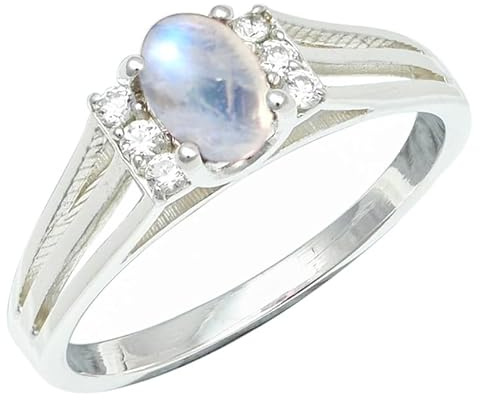 SILVERTROVE Ädelsten 925 sterlingsilver snygg handgjord band ring presentartiklar män och kvinnor smycken CRG1241AA, Ädelmetall Ädelsten, Månsten