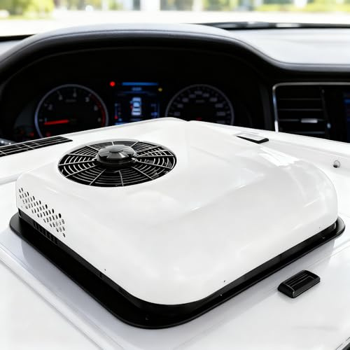 Aire Acondicionado 12V 24V Autocaravana,Refrigerante añadido,Blanca,12v | Refrigerante ya añadido DC RV CamióN Acondicionador Fit Remolque Autocaravana Tractor Rooftop A/C