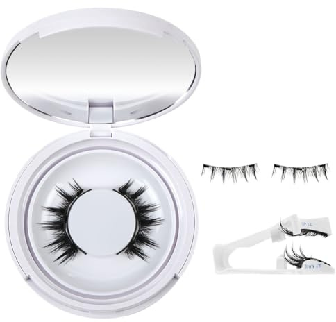BUTBU 1 par magnetiska ögonfransar, återanvändbara med applikator, 3D-ögonfransset ögonfransar naturligt utseende, för daglig festmakeup, inget lim, lätt att bära och ta bort (enkellagig-09)