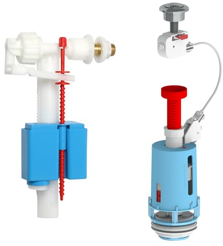 YOSSEE Kit Complet Mécanisme Chasse d’Eau Universelle et Robinet Flotteur WC – Chasse d'Eau Complète 3/6 L avec Double Bouton Poussoir Chromé – Silencieux, Économie d’Eau, Filtre Inclus – Qualité EU