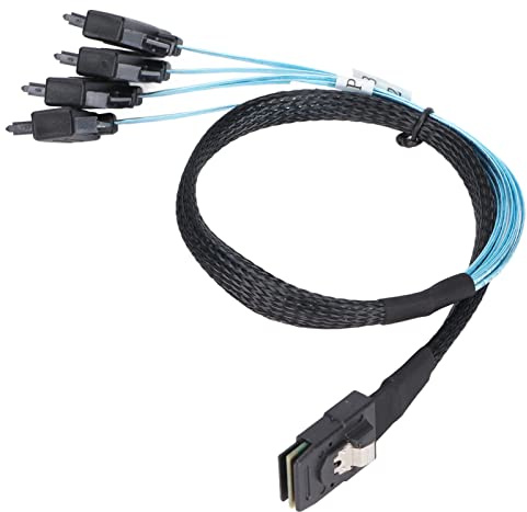 Qudinip Cable MINI SAS, Adaptador SAS a Portátil Compacto para 4 Discos, Conexión SFF 8087 a 8482 de 0,5 M para Controladores ServeRAID