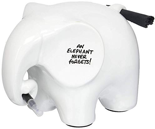 Luckies Elephant Whiteboard | Elephant Desk Accessories | Ceramic Dry Erase Board | Elephants Office Supplies | Fun Whiteboards Desk Organizer | Eric The Memo Organiser | Black Pen & Cloth Included