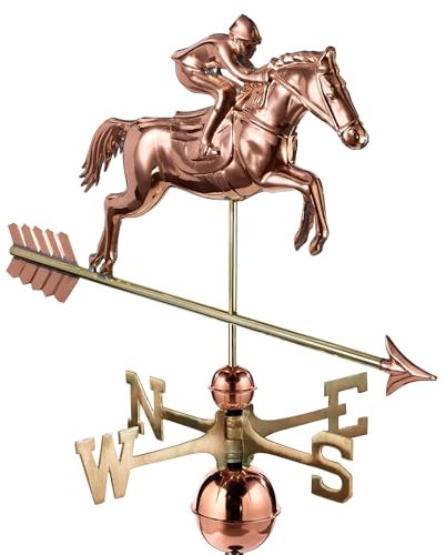 Good Directions Jumping Horse & Rider Weathervane, Pure Copper