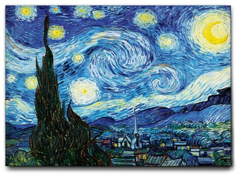 Giallobus - Gemälde - Vincent Van Gogh - Sternenklare Nacht - Leinwand mit Standardrahmen - 70x50 - Bereit zum Aufhängen - Moderne Gemälde für zu Hause