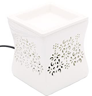 CANDLE-LITE – Pajona – Lámpara aromática eléctrica con luz, Nata, Color Blanco, 10 x 10 x 12 cm