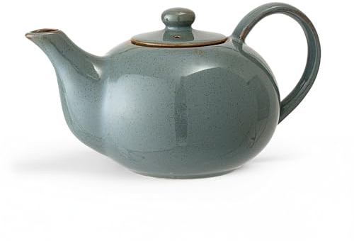 Bloomingville Pixie Teekanne Keramik Grün – Steingut 825 ml / D14 × H12 cm, Handglasur, spülmaschinengeeignet, skandinavisches Vintage Design, ohne Sieb