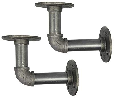 Natural Goods Berlin 2X Regalhalterung Schöneberg | 3/4 Zoll Eisen Rohr Regalhalter, Pipe Regalträger Vintage, Industrial Wandregal L - Form (für 18-24cm Regalbretter, Industrial)