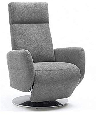 CAVADORE Cobra - Sillón de televisión con 2 Motores electrónicos, batería y función de Reposo, función Relax, ergonómico, tamaño M, 71 x 110 x 82, soporta hasta 130 kg, Color Gris Claro