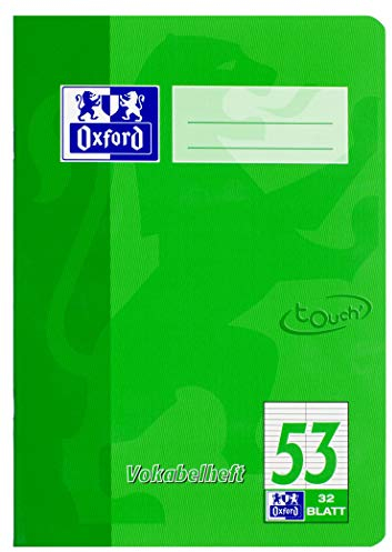 Oxford Vokabelheft A5, Lineatur 53 (2 Spalten), 32 Blatt, grün, 10 Stück