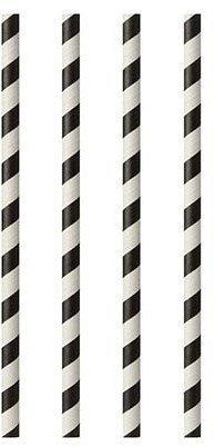 PAPSTAR 1000 Trinkhalme, Papier Pure Ø 6 mm · 24 cm schwarz/Weiss Stripes