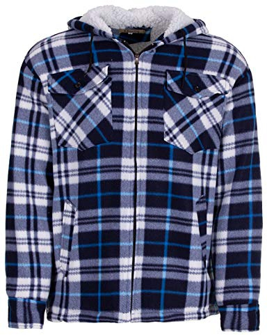 Termisk skjorta för män, arbetsjacka, skogsarbetare, termojacka, huva, huva, storlek M – 3XL, blå, XXL