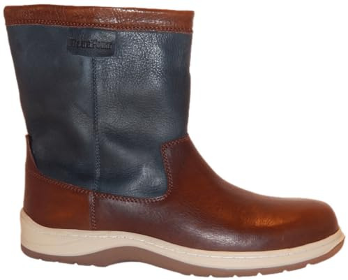 BluePort Wave Boot II Seestiefel – wasserdichte & atmungsaktive Leder-Stiefelette, salzwasserresistentes Obermaterial, rutschfeste Gummisohle, Bootie-Konstruktion Navy/Braun 45