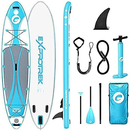 Exprotrek Stand Up Paddling Board, Inflatable SUP Board, Stand Up Paddle Board Set, 6 Inch Thick for All Difficulty Levels with Aluminium Paddle (200 kg Max), Blue