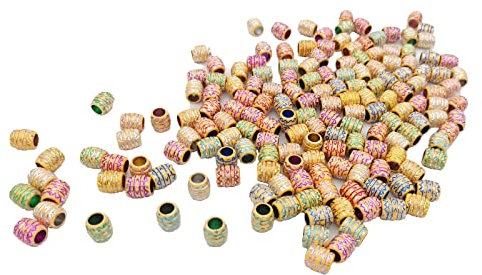 Flosius 100 Stück Haarschlauch Perlen Acryl Dreadlock DIY Gemischte Farben Flechten Haarschmuck für Frauen Zöpfe Kleine Bunte Rohr Barrel Perlen Haarschmuck (I)