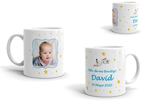 Lote de 5 Originales Tazas de Cerámica Personalizables Para Niño Mi Bautizo. Recuerdos. Vajillas. Regalos para Fiestas de Cumpleaños, Bodas, Bautizos y Comuniones.DC
