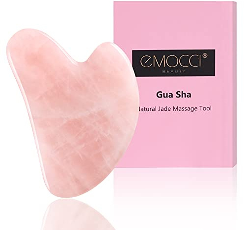 Rosenquarz Gua Sha Stein, Jade Guasha für Gesichtsmassage | Guasha Stein & Face Massager für Straffung der Kinnlinie, Schwellungsreduzierung, Strafft Haut, Rosenquarz Stein für Skincare