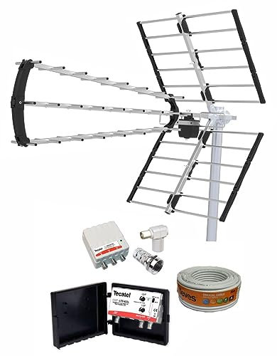 Kit Antena UHF DAXIS 5G 15DB + Amplificador 5G 40DB + Fuente 24V Y Conectores + Rollo 20M