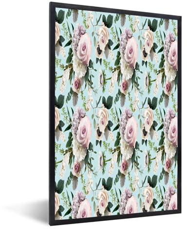 MuchoWow Poster Bilder Wanddeko Deko Wohnzimmer 80x120 cm Blumen - Rosen - Flieder
