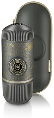WACACO Nanopresso Machine à Expresso Portable, livrée avec le S-Case Nanopresso, Version Améliorée de Minipresso, Cafetière de Voyage, Actionné Manuellement (Dark Soul Grey)