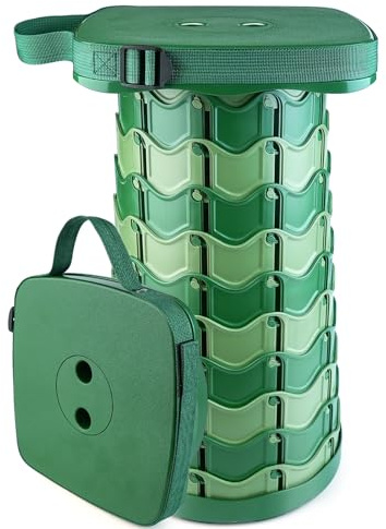 Outward Gear Verbesserter Klapphocker, große quadratische Oberfläche, 250 kg Tragkraft, strapazierfähig, zusammenklappbar, tragbar, Teleskophocker für Camping, Reisen, Wandern (Camouflage)