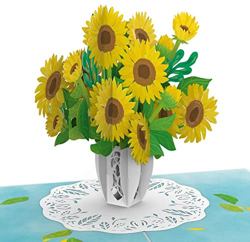 papercrush® Pop Up Karte Sonnenblumen - 3D Blumenkarte mit Sommerblumen für Frau, Kollegin, Freundin & Mama (Geburtstagskarte, Gute Besserung, Ich denk an dich), Glückwunschkarte oder Genesungskarte