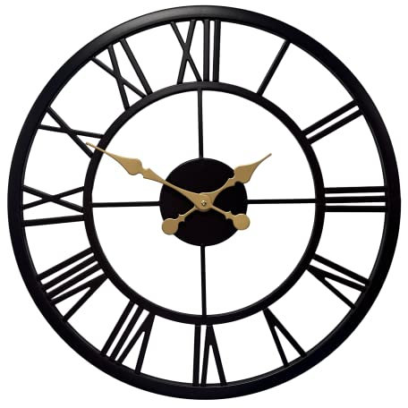 HH Home Hut Garden Wall Clock Roman Numerals Face Large Indoor Outdoor Giant Metal Copper 58cm