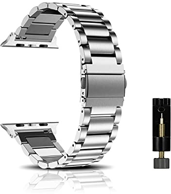 CeiBand Armband kompatibelt med Apple Watch 44 mm/42 mm/45 mm/49 mm, metallklockarmband unisex rostfritt stål klockarmband lämpligt för Apple Watch 38 mm/40 mm/41 mm