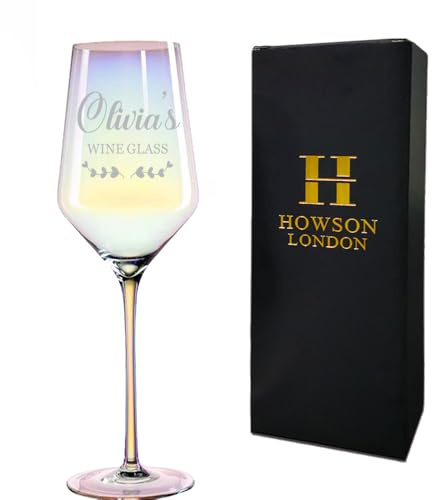 EDSG Personalised Wine Glasses Engraved Wine Glass Gifts for Mum Birthday Gifts 21st 30th 40th Red Wines Glass with Gift Box Wedding Anniversary Christmas Birthday Custom Gift with Any Text(Design 2)