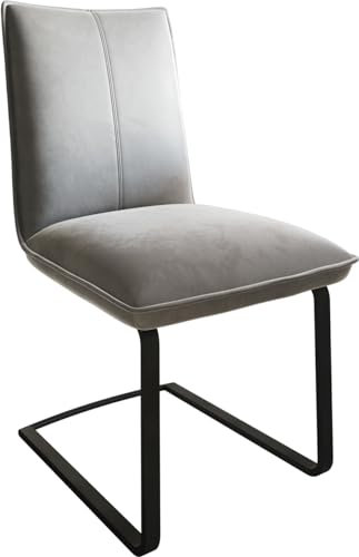 DELIFE Schwingstuhl Lelio-Flex Freischwinger flach Schwarz Samt Grau Taschenfederkern