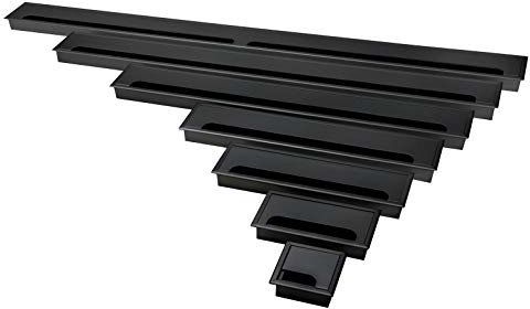 Aluminium Kabeldurchführung für Schreibtische, Arbeitsplatten Werkbänke | 8cm bis 100cm Länge | 3 Farben Schwarz Silber Gebürstet (80x160mm, Black)