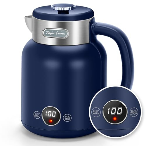 Taylor Swoden Sara - Hervidor de Agua Retro de Toque Frío, Doble Pared de Acero Inoxidable, 2200W, 1.7L, Ajuste de Temperatura, Pantalla LED con Temperatura en Tiempo Real, Mantener Caliente 1 hora