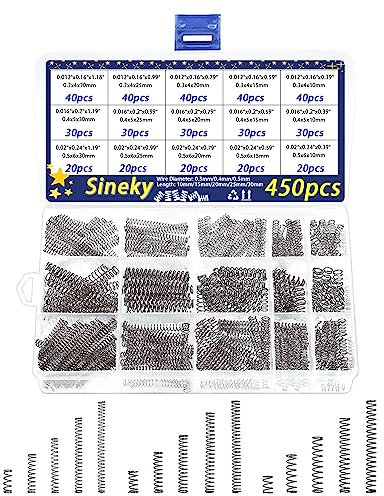 LOEASE 450-teiliges Druckfedern-Sortiment-Set, 304 Edelstahlfedern, Federsortiment für Werkstatt- und Heimreparaturen, 15 Verschiedene Größen mit individuellem Fach