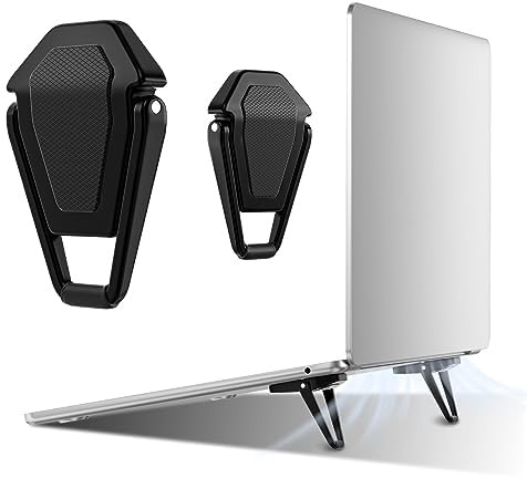 SUNTAIHO Portable Invisible Laptop Stand-2PCS, Mini Aluminum Cooling Pad,Computer Keyboard Mount Kickstand,Ergonomic Lightweight Laptop Desk Stand for 12-17 Inches MacBook Pro/Air-Black