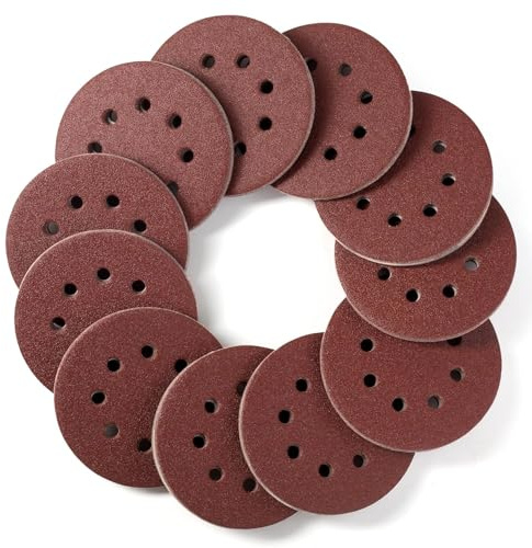 110 Pièces Disque Abrasif 125mm 8 Trous Grain 80 Adhésif Fort Disque Ponceuse Papier à Poncer Rond Pour Ponceuse Excentrique