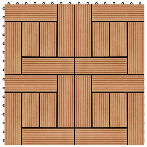 BaraSh Carreaux de terrasse 22 pcs 30 x 30 cm 2 m² WPC Teck,Caillebotis Exterieur,Dalle Terrasse Exterieur