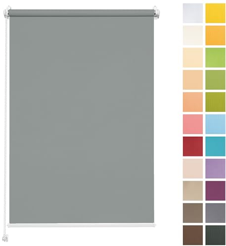 Rettika Sichtschutz Rollo ohne Bohren - Dunkeltaube, Breite: 90cm, Höhe 120 - Rollos für Fenster ohne Bohren, Fenster rollos für innen, Jalousien zum Klemmen, Klemmrollo