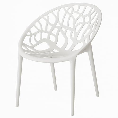 Design Gartenstuhl Weiß Stapelstuhl Kunststoff Modern Wetterfest Balkon | BURI Gartenstuhl wetterfest, ergonomisch, UV-beständig und stapelbar für Terrasse, Balkon und langlebige Gartenmöbel