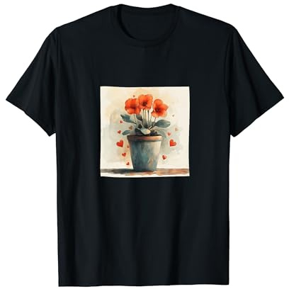 Cyclamen Plante en pot Cottagecore Hearts Graphic T-Shirt