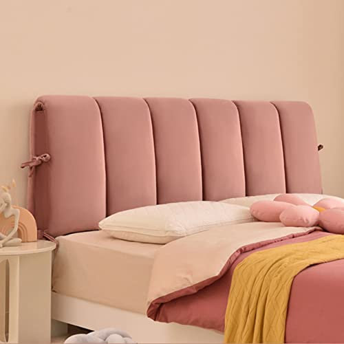 Bett kopfteil bezug Antikollisions-Nachttischkissen-Kopfteilbezug für Einzel- und Doppelbett doppelseitiger Bettkopfteilbezug aus niederländischem Samt waschbar Pink2-160x50cm