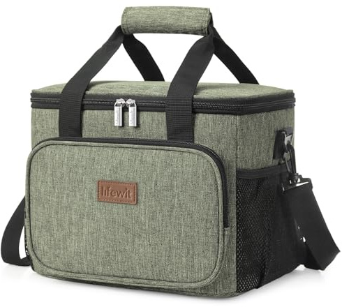 Lifewit Lunch Bag 15L 24 Can Insulated Lunch Box Soft Cooler Cooling Tote for Adult Men Women, Dark Green