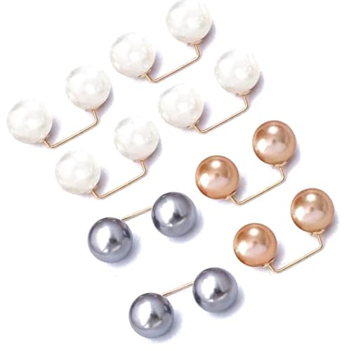 Broche de perlas de imitación dobles broches de perlas para mujer, cuello cárdigan suéter bufanda clip pinzas de la ropa joyas accesorios de ropa para regalos mujeres niñas, Perla