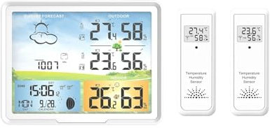 Estación meteorológica digital, Relojes de estación meteorológica, termómetro Digital inalámbrico, higrómetro, calendarios de pronóstico, despertador con repetición de fase lunar, PT20B, visualizació