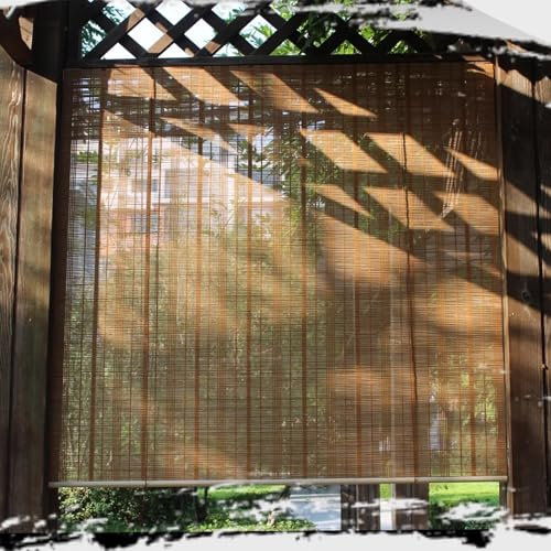 Tende oscuranti a rullo in bambù, per filtrare il sole e la privacy, tessuto a mano, design retrò, facile da appendere, 170 x 210 cm (larghezza x altezza), 67 x 83 cm (larghezza x altezza)