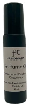Handmade Cosmetics Sandalwood Patchouli Cedarwood Perfume Oil, 10ml Roll-On, Long-Lasting Scent