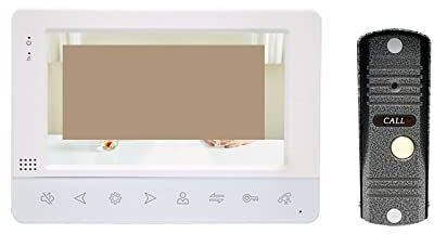 Sonnette sans Fil avec Camera, Interphone vidéo 1200TVL caméra de sonnette vidéo for appartement 7 pouces moniteur Support déverrouiller la détection de mouvement ,Maison Intelligente(J-B4-P201S-M752W