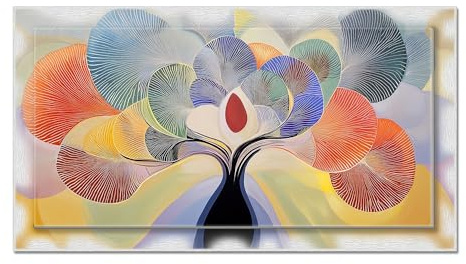 Lupia - Quadro moderno su Tela con Cornice stampata, NEWEXT 75x135 cm TREE GRAND LEAVES, stampa tela in cotone e cornice mdf, Albero della Vita, per soggiorno, camera da letto, cucina, ufficio