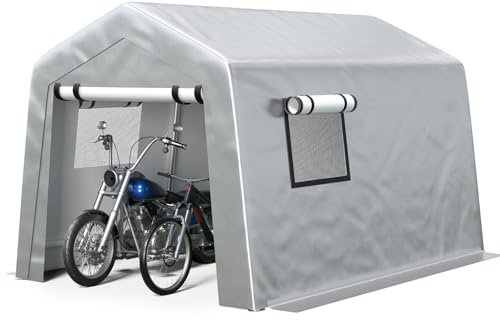 Jocoevol 8x10 ft Carport Heavy Duty Tent with Roll-up Windows, Portable Garage with Galvanized Steel Tubes, Car Canopy All-Season Tarp for Car Boat Truck Motorcycle