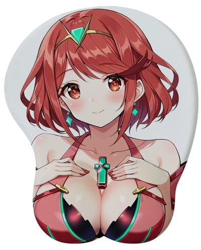 Tapis de Souris 3D Anime Fille Manga Esthétique Waifu Repose-Poignet, Tapis de Souris Ergonomique avec Repose-Poignets, Base en Caoutchouc Antidérapant pour Ordinateur Portable